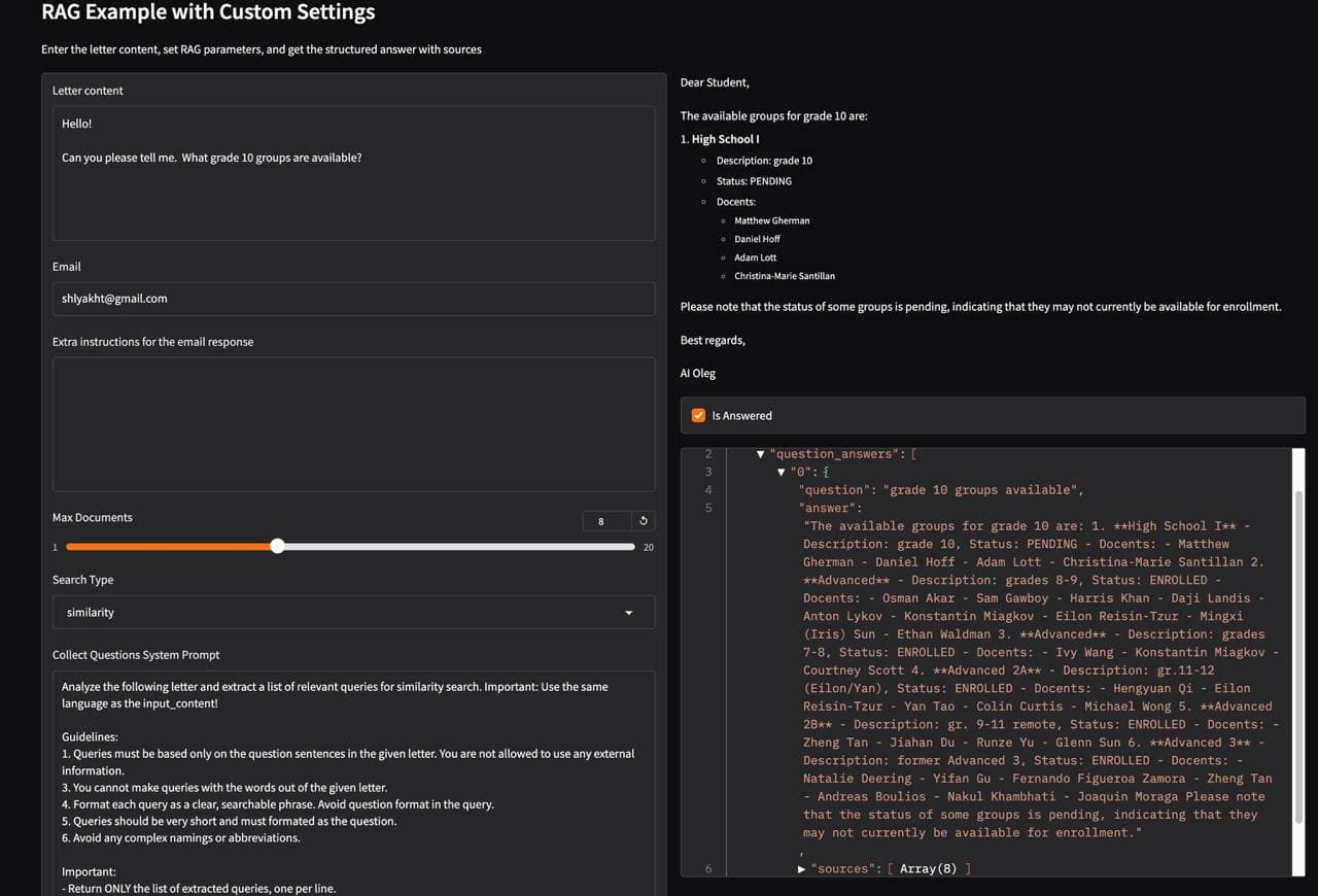 Agent System Dashboard Example
